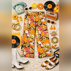 Lilly Pulitzer KRISTEN Palm Beach Orange Gold Pink Butterfly Ankle Pants. Sz 4